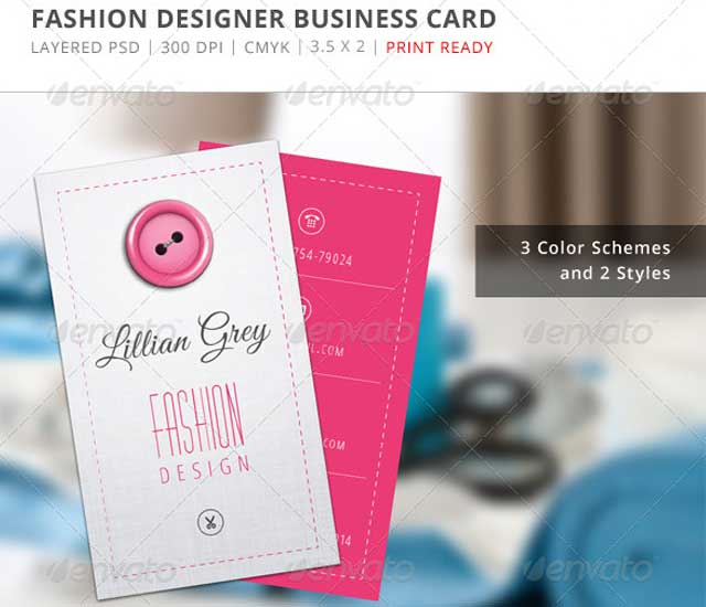 Diseño de tarjeta de visita diseñador de moda.